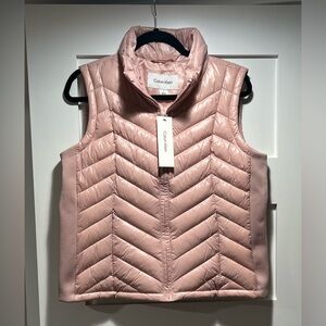 Calvin Klein Pink Puffer Vest M Quilted Lightweight Blush NWT